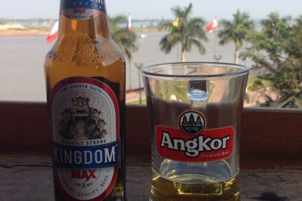Angkor Beer bottle and glass