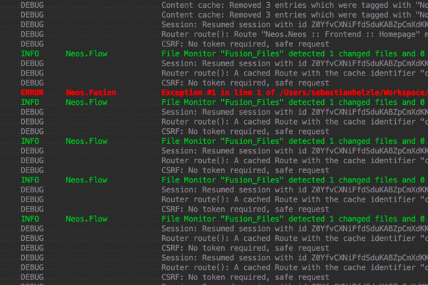 Example of a highlighted Neos log file in PHPStorm