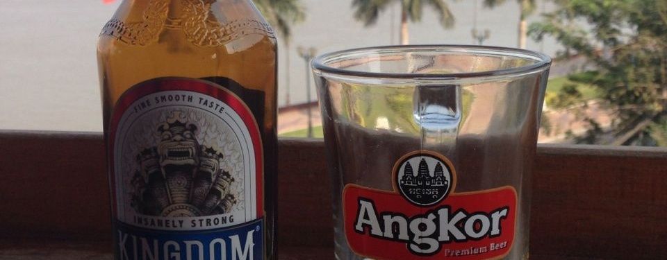 Angkor Beer bottle and glass